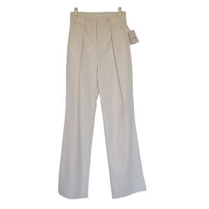 NWT MOTHER Faux Leather Hi Waist Tunnel Vision Pleat Prep Sneak Pant-Egret, 26